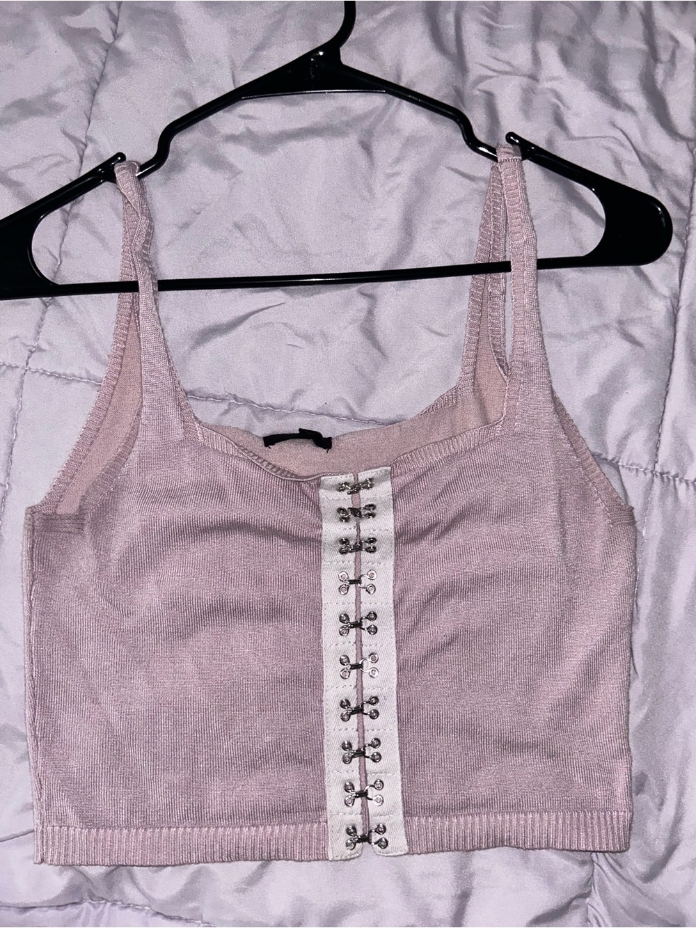 Women's Pink Hook-and-Eye Knit Tank Top